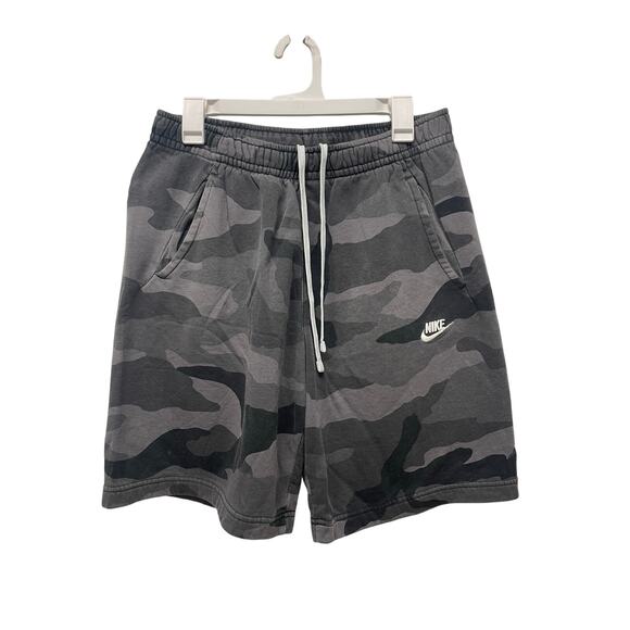 Nike Men's Club Fleece shorts grey camouflage size medium athleisure lagenlook - Picture 1 of 5